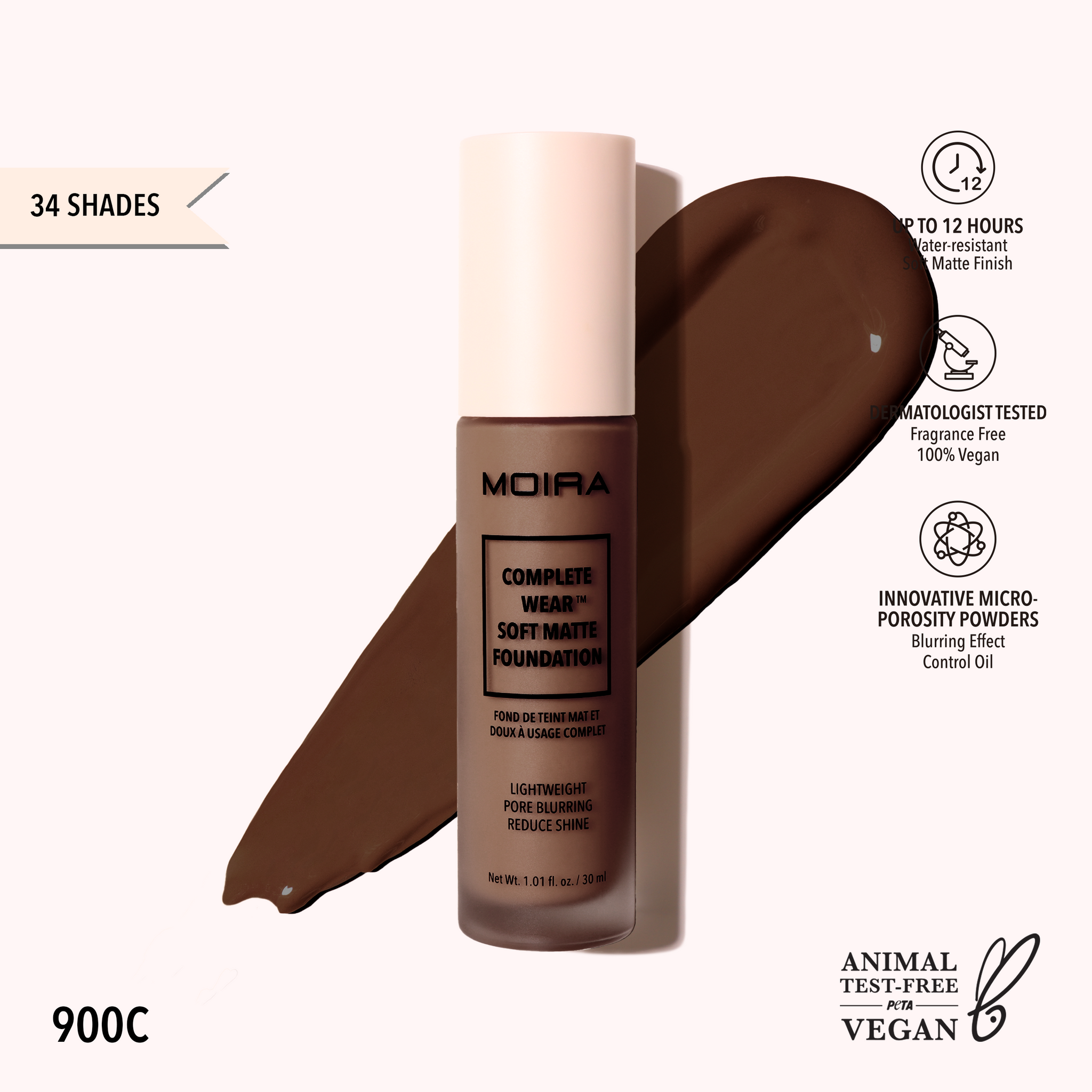 Base de Maquillaje COMPLETE WEAR FOUNDATION MOIRA – LUXOR COSMETICS